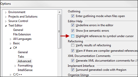 Options Dialog - Highlight References